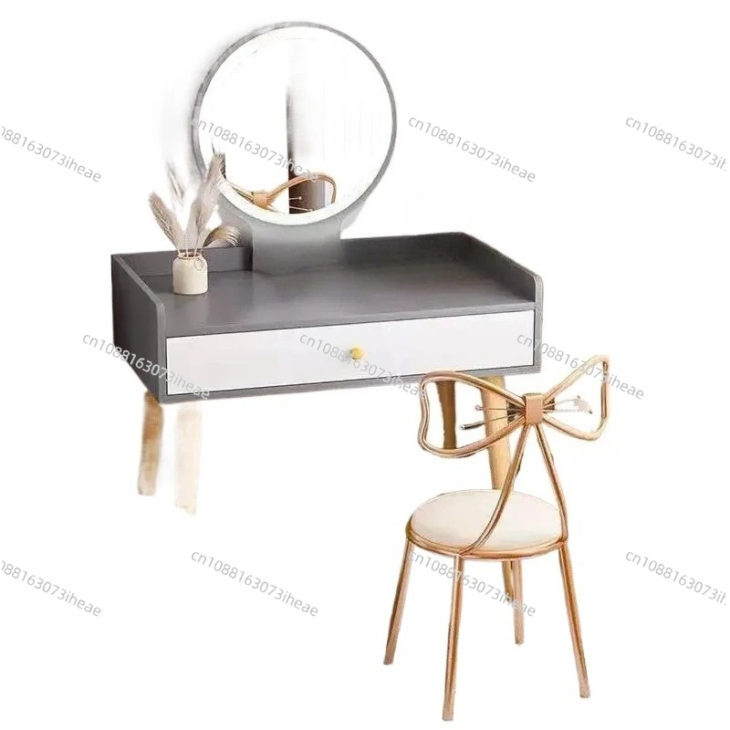 New 50/60/70cm Dressing Table with Touch screen LED Mirror Makeup Vanity Table Storage Beside Dedroom Makeup Table with Drawe