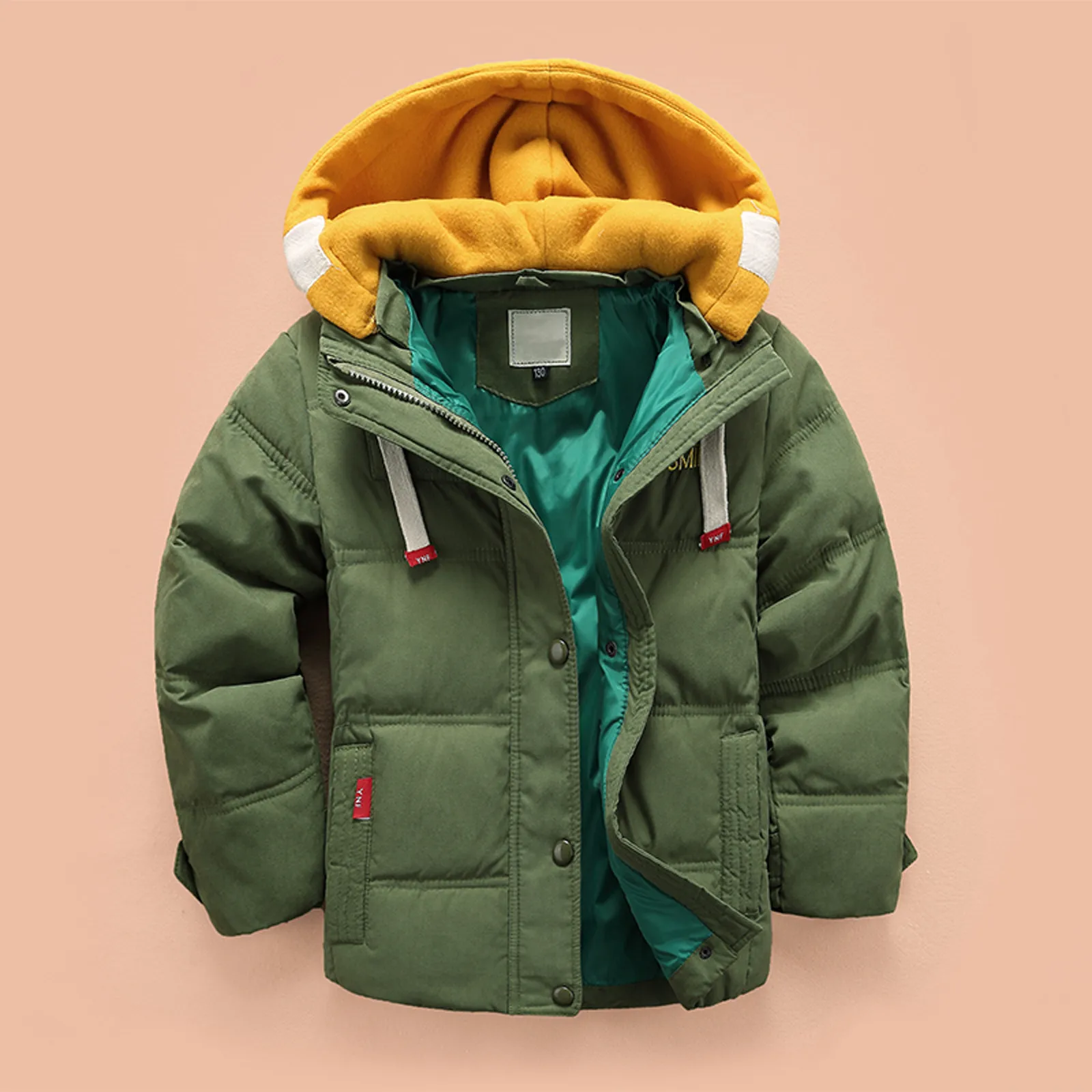 Thick Hooded Jacket Kids Winter Warm Padded Coat Boys Girls Outdoor Casual Outerwear Multi Casual Wear Clothing Color Pockets T1