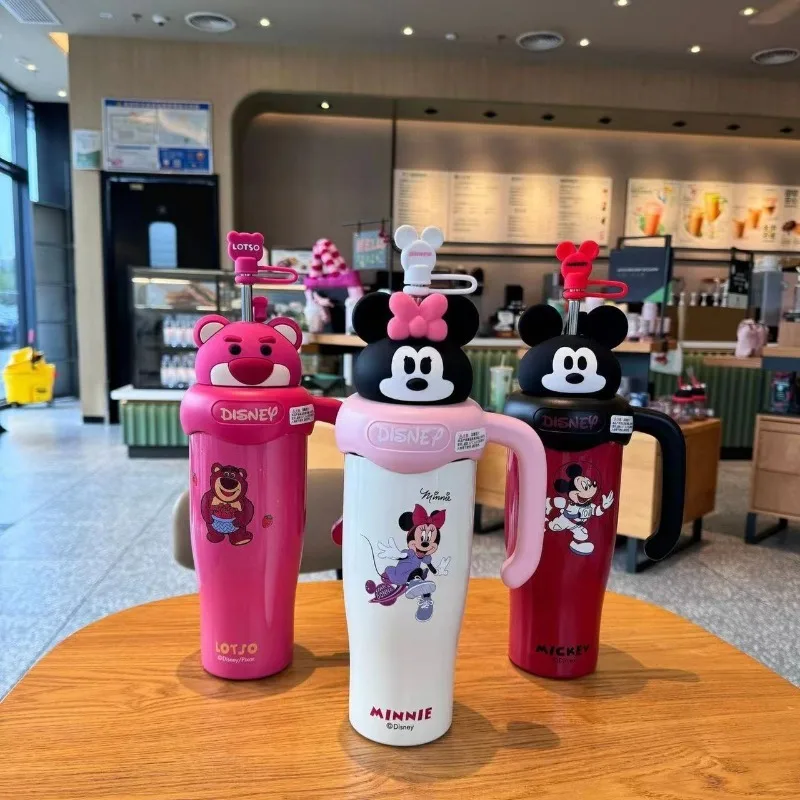 Cute Disney Mickey Minnie Lotso New Creative Cartoon Pattern studente tazza isolata in paglia portatile di grande capacità di bell'aspetto