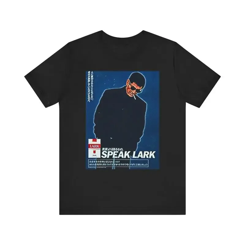 Speak Lark Print Retro Ad Art Crew Jersey T Shirt