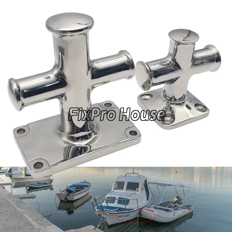 112.23/141mm Cross Bollard Heavy Duty and  Marine Grade 316 Stainless Steel Mooring Cleat for Boat Mooring Yacht Spare Parts