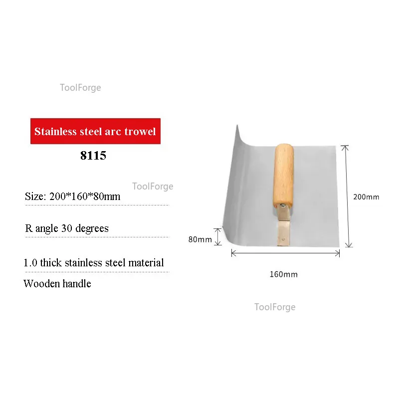Stainless Steel Edger Arc Corner Trowel with 30/50mm Radius