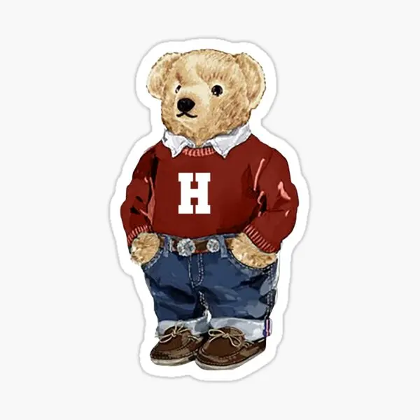 Harvard University Bear  5PCS Stickers for Cute Funny Car Room Window Stickers Art Luggage Laptop Bumper Living Room Decorations