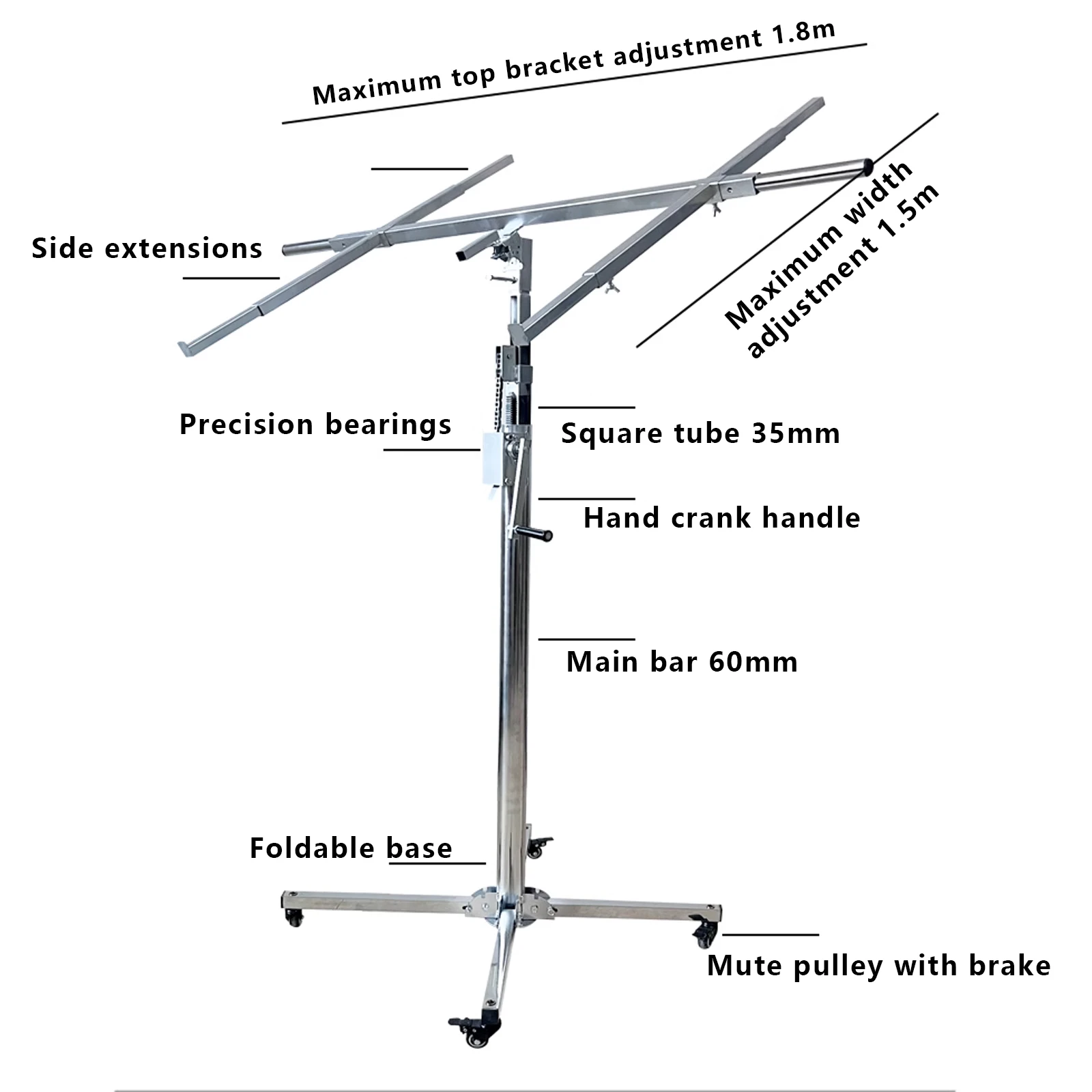 3.7m Multifunctional Lift ยิปซั่มบอร์ดเครนเสริมสําหรับเจาะและ Leveling อุปกรณ์เก็บกระเป๋าและ 1.2m Exten