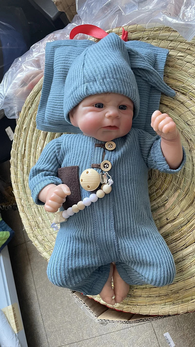 

49cm Reborn Baby Doll Elijah Same As Picture with Hand-rooted Hair Lifelike 3D Skin Venis Painting High Quality Art Doll