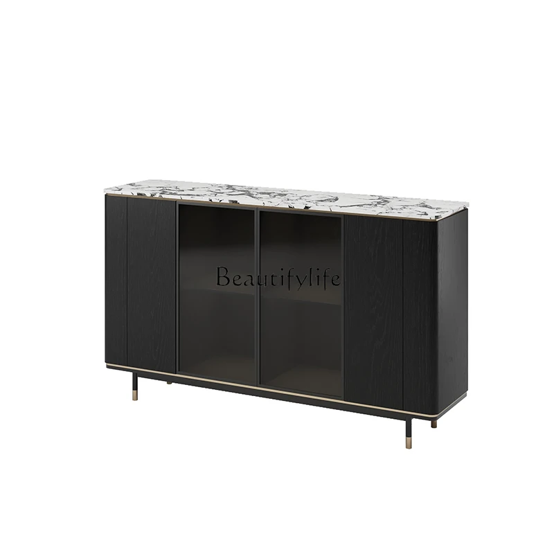 

Italian Minimalist Sideboard Light Luxury Marble Wall-Mounted Integrated Storage Cabinet