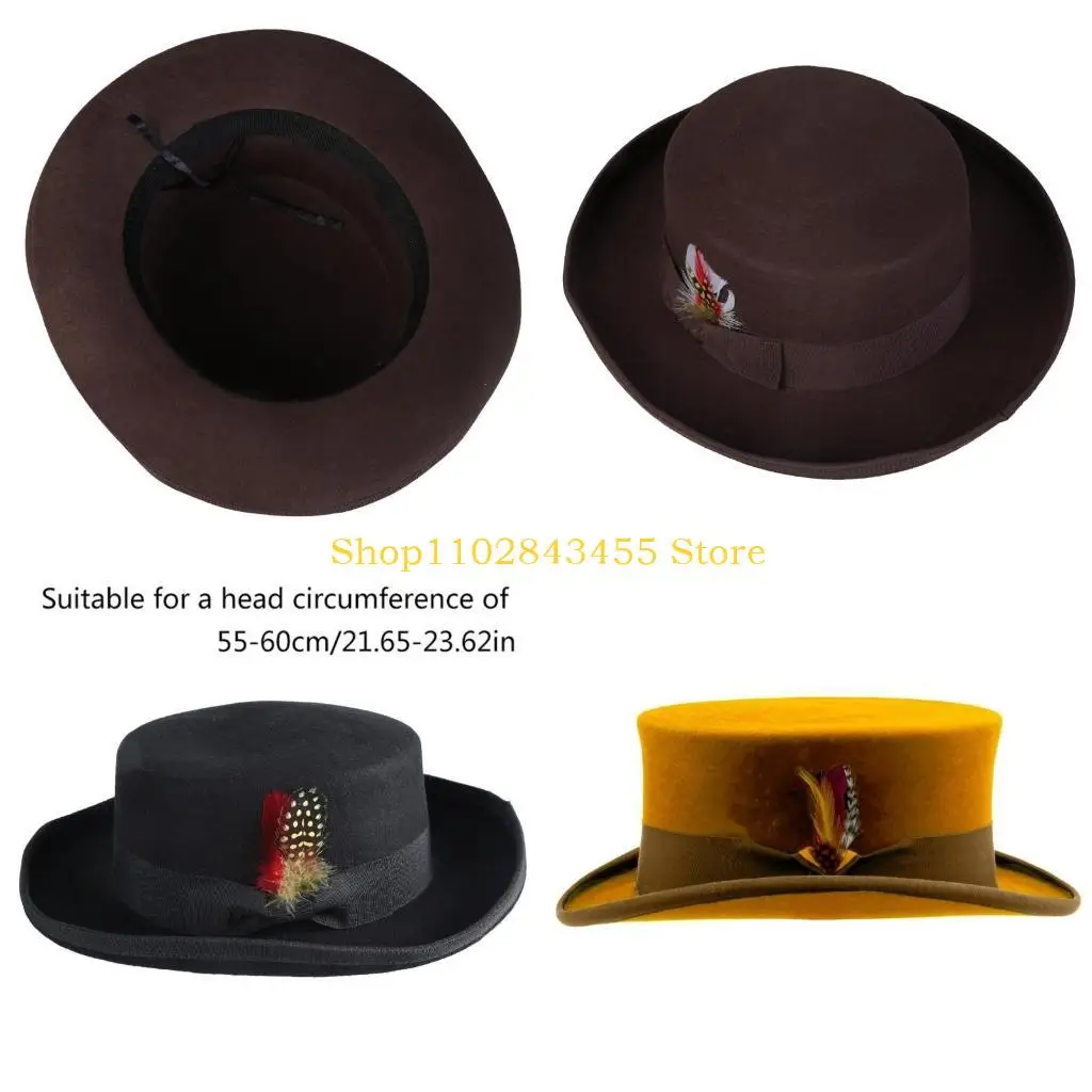 49MC Short Brimmed Fedoras Cowgirl Hat Western Top Hat for Boy Man Adults Hat