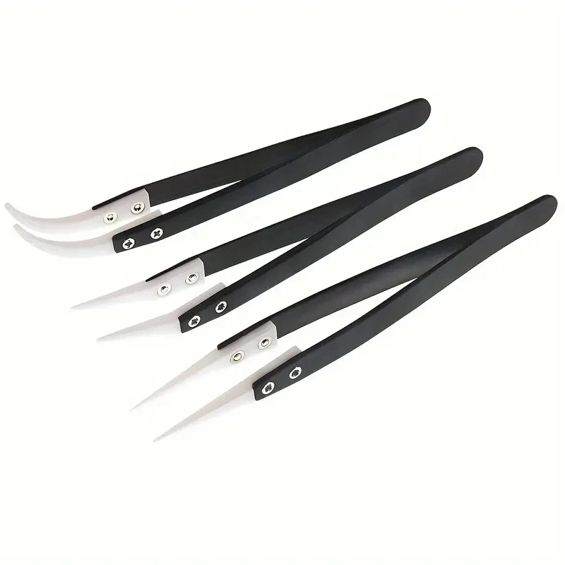 

Ceramic antistatic tweezers, industrial stainless steel ceramic tweezers, straight/isolated curved point, black tweezers