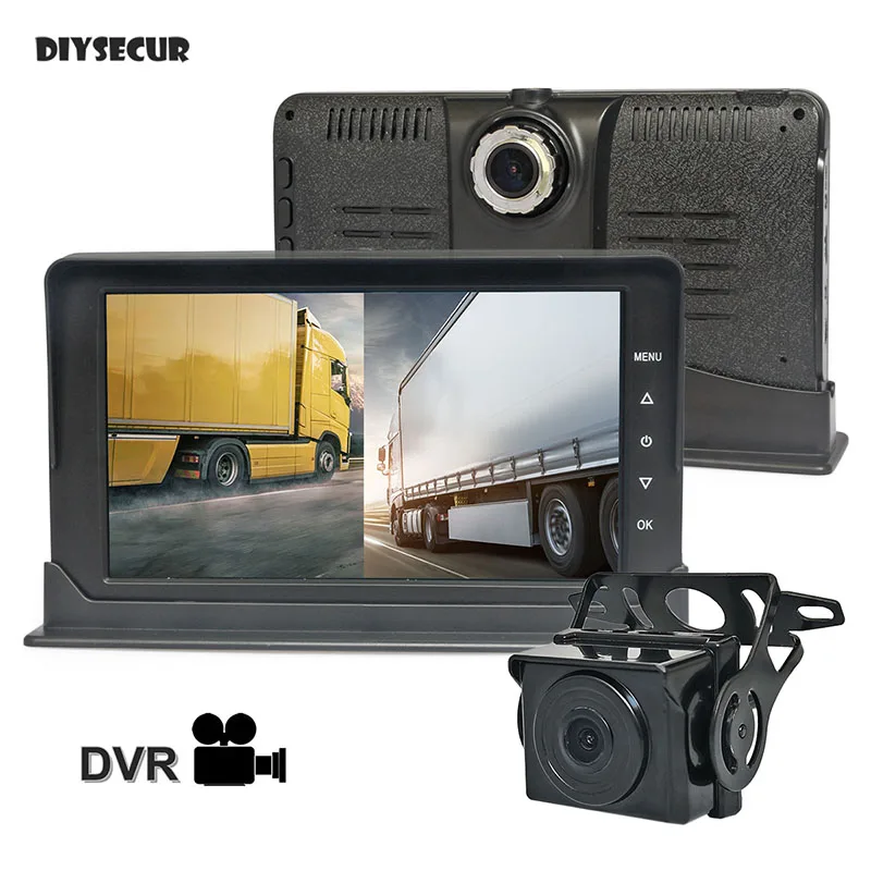 

DIYSECUR 7inch AHD IPS 1080P Truck DVR Monitor Driving Recorder Dual Lens Front/Rear Recording HD Night Vision Reversing Camera