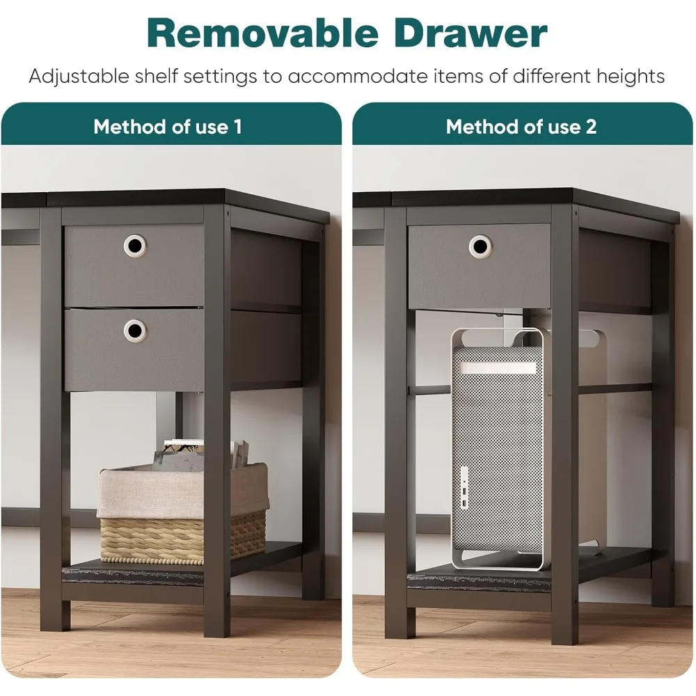 Computer Desk with Storage Drawers, Modern Simple Study Writing Table for Home Office, Spacious 40x24 Desk