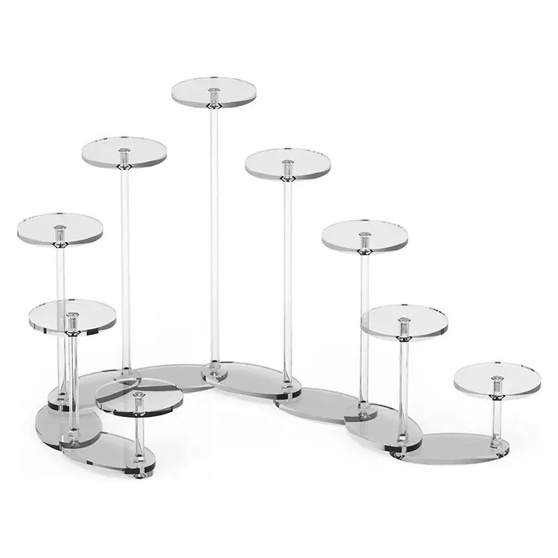 DT19 9 Tier Round Acrylic Cupcake Display Stand, Transformable Riser for Cupcakes Makeup Jewelry, Transparent Pastry Stand