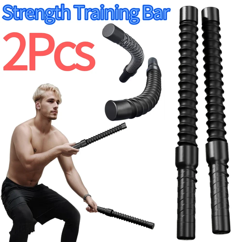 

2Pcs Strength Training Bar Non Slip Fitness Grip Bar Biceps Triceps Strengthener Spring Arm Strength Expander for Home Gym