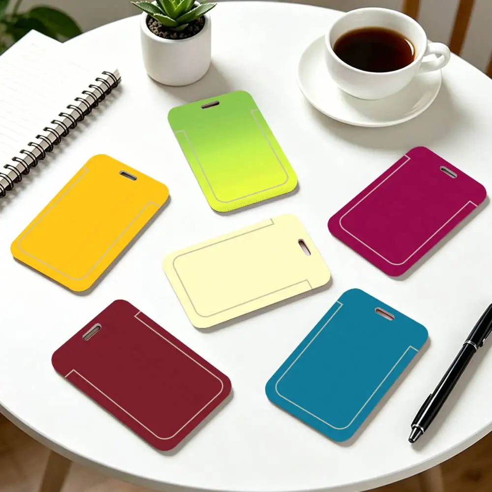 Solid Color ID Card Holder Cute PVC Badge Holder Cartoon Card Cover Student ID Bus Card Case With Clear Window