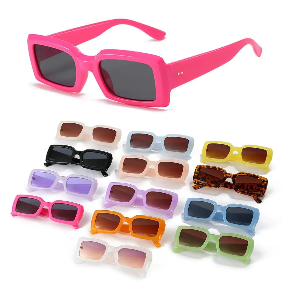 Women & Men Square Trendy Jelly Color Eyewear Purple Sun Glasses Men\'s Shades Small Rectangle Sunglasses