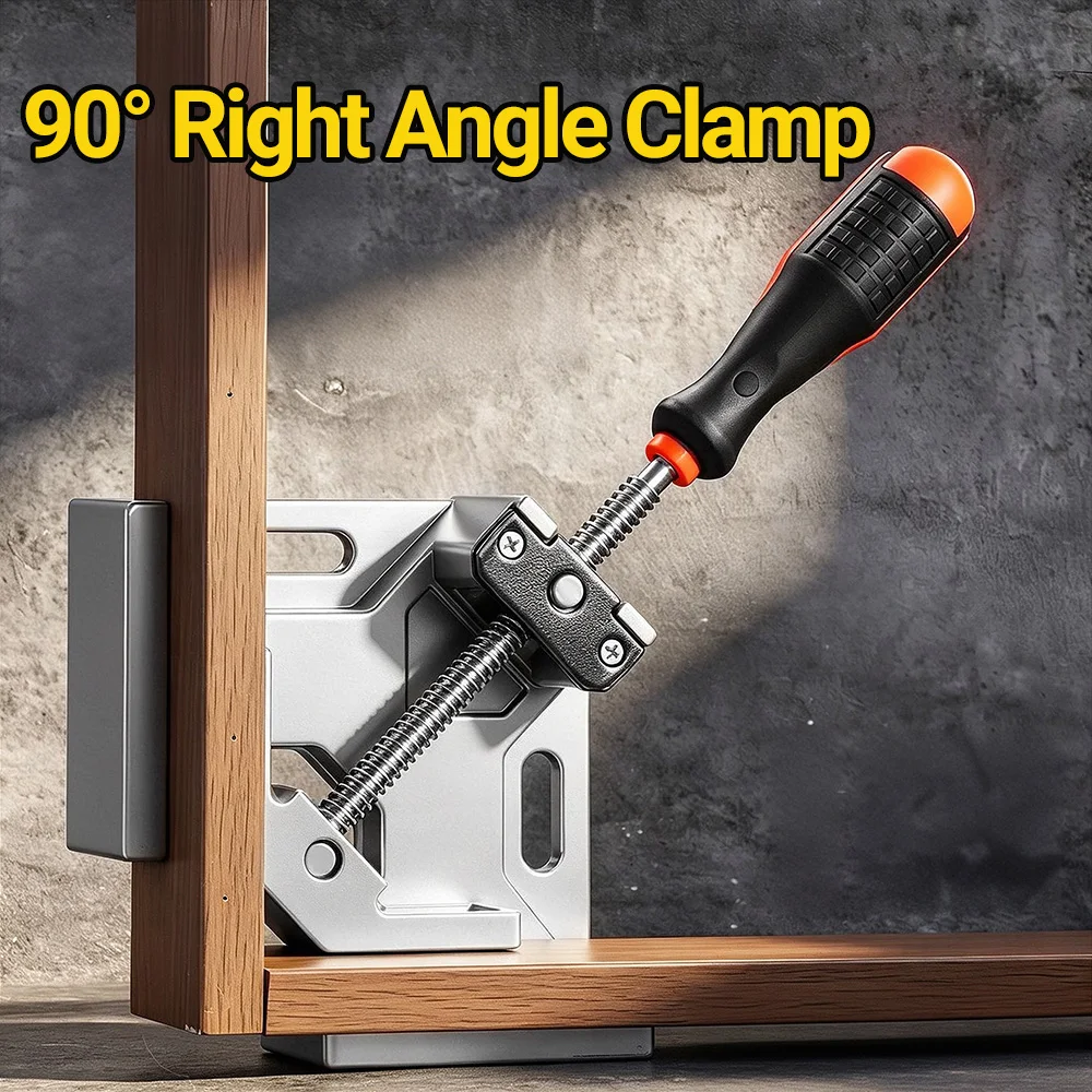 90 Degree Right Angle Clamp Aluminum Alloy Adjustable Single Handle Corner Clamp For Woodworking Welding Glass Framing