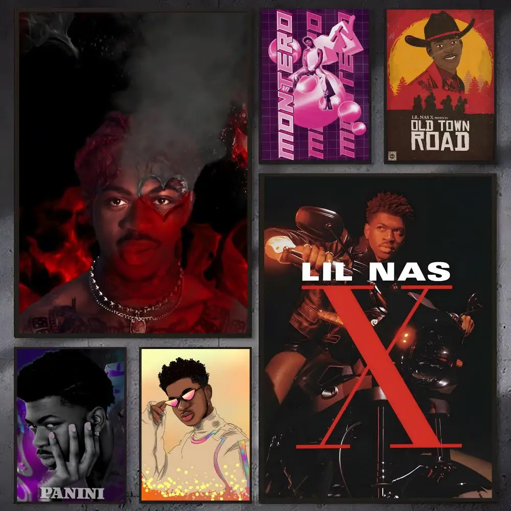 Rapper Lil Nas X Poster Self-adhesive Waterproof Paper Sticker Coffee House Bar Room Wall Decor