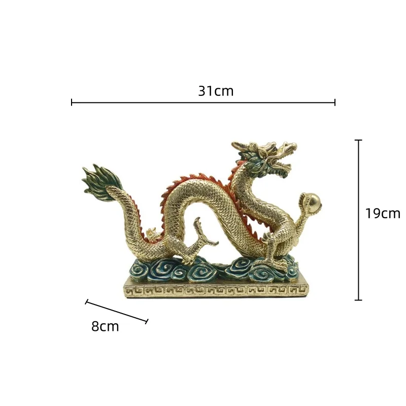 Resin Handicraft Chinese Dragon Artificial Animal Sculpture Retro Chinese Sculpture Zodiac Home Decoration Accessories