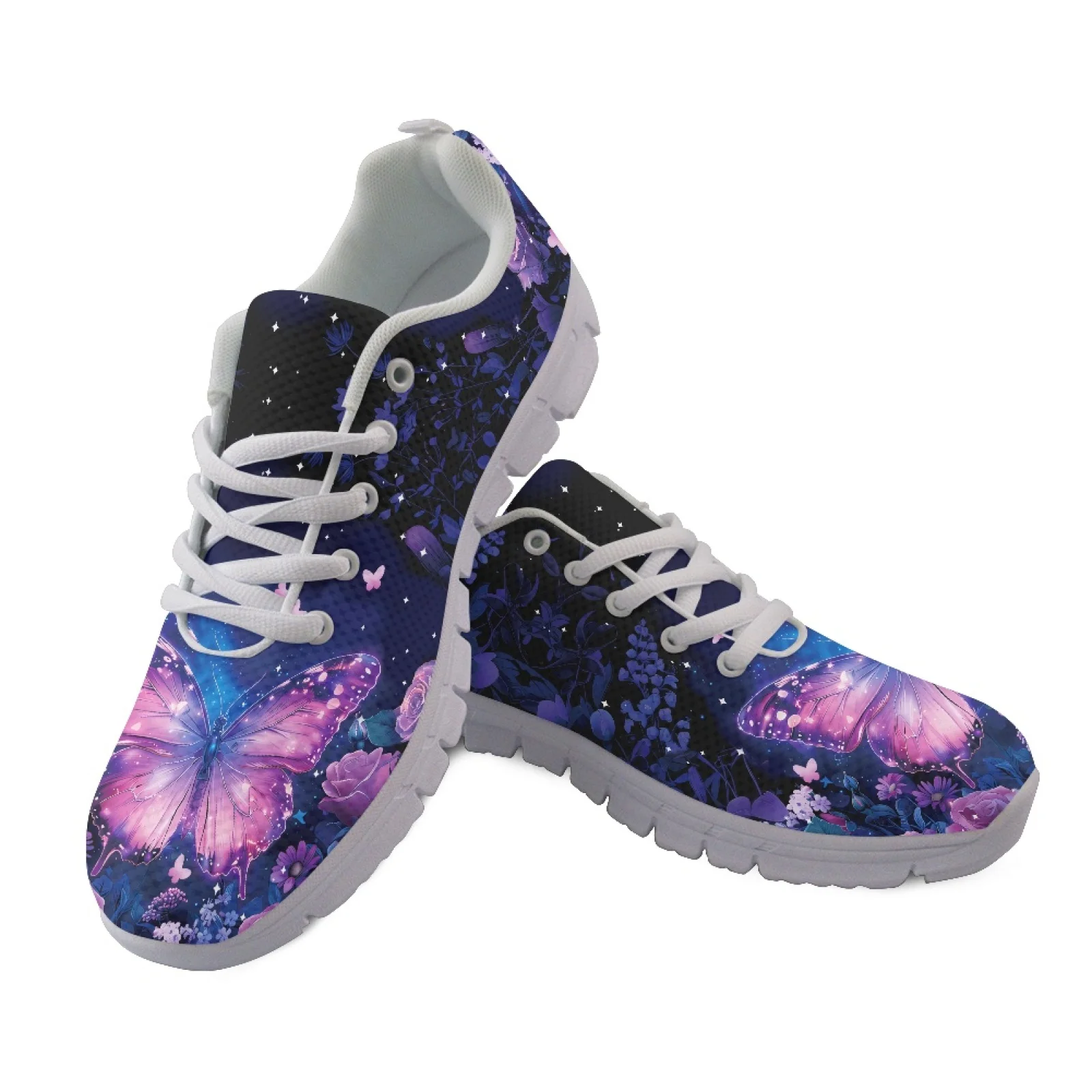Coloranimal Purple Butterfly Running Sport Sneaker Footwear for Mens Mesh & EVA Sole Mens Athletic Trainers for Travel