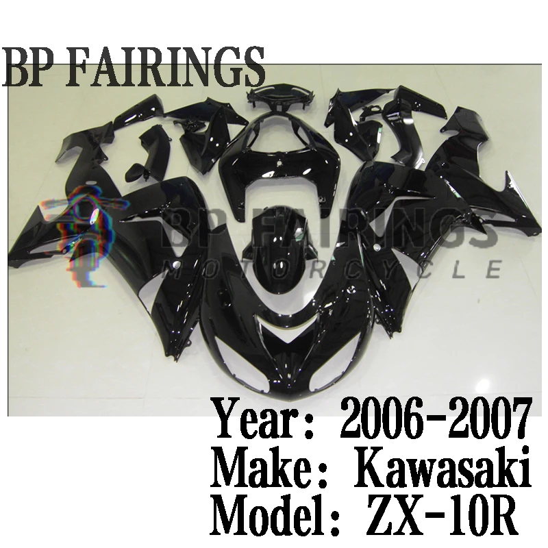 Fairing Kit For KAWASAKI NINJA ZX-10R Motorcycle Full fairings ZX10R 06 07 ZX1000 2006 2007 Bodyworks set Bright Black