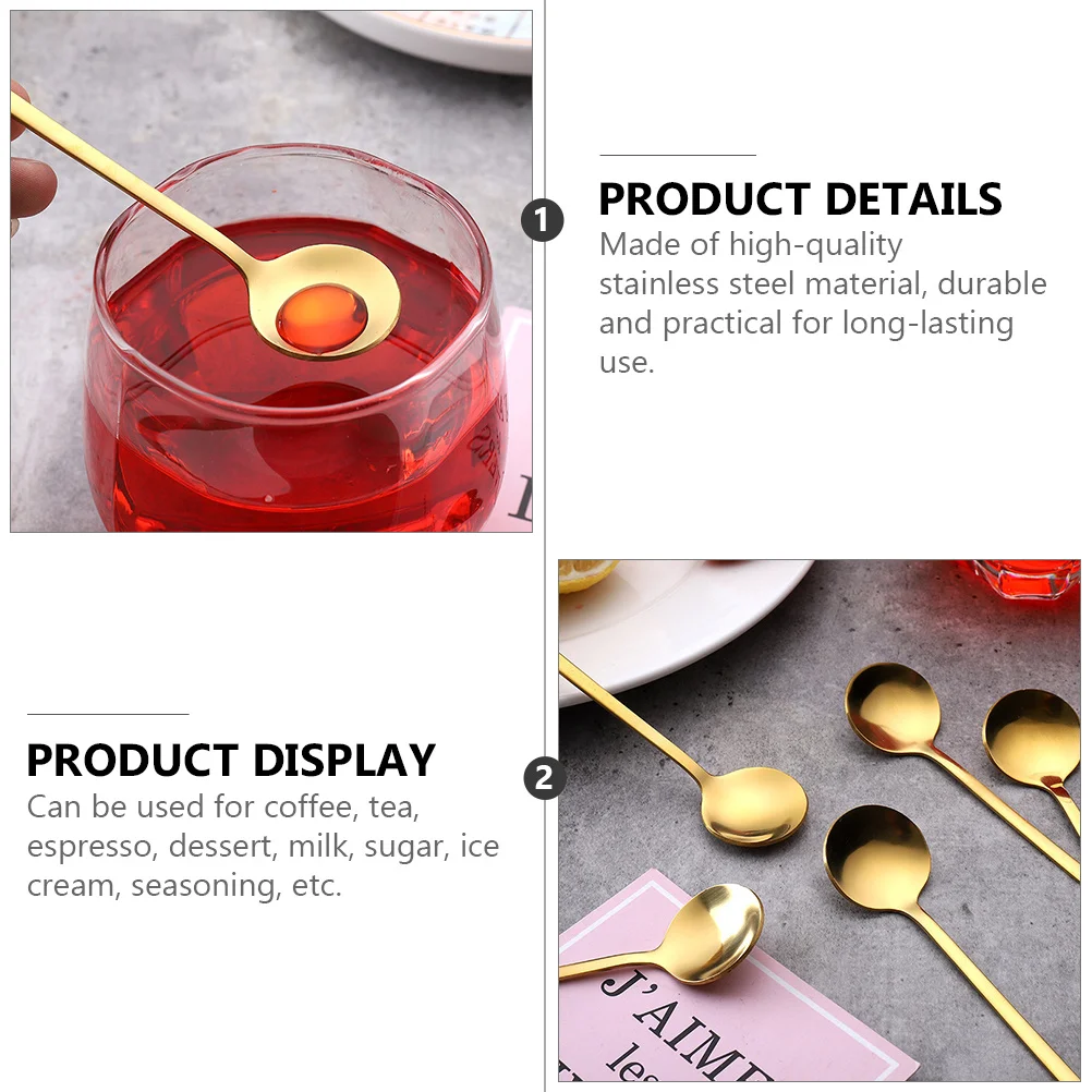 

6pcs Stainless Steel Coffee Spoon 6-Piece Set Mixing Spoon For Tea Dessert Ice Cream Milk Sugar Seasoning Kitchen Gadget