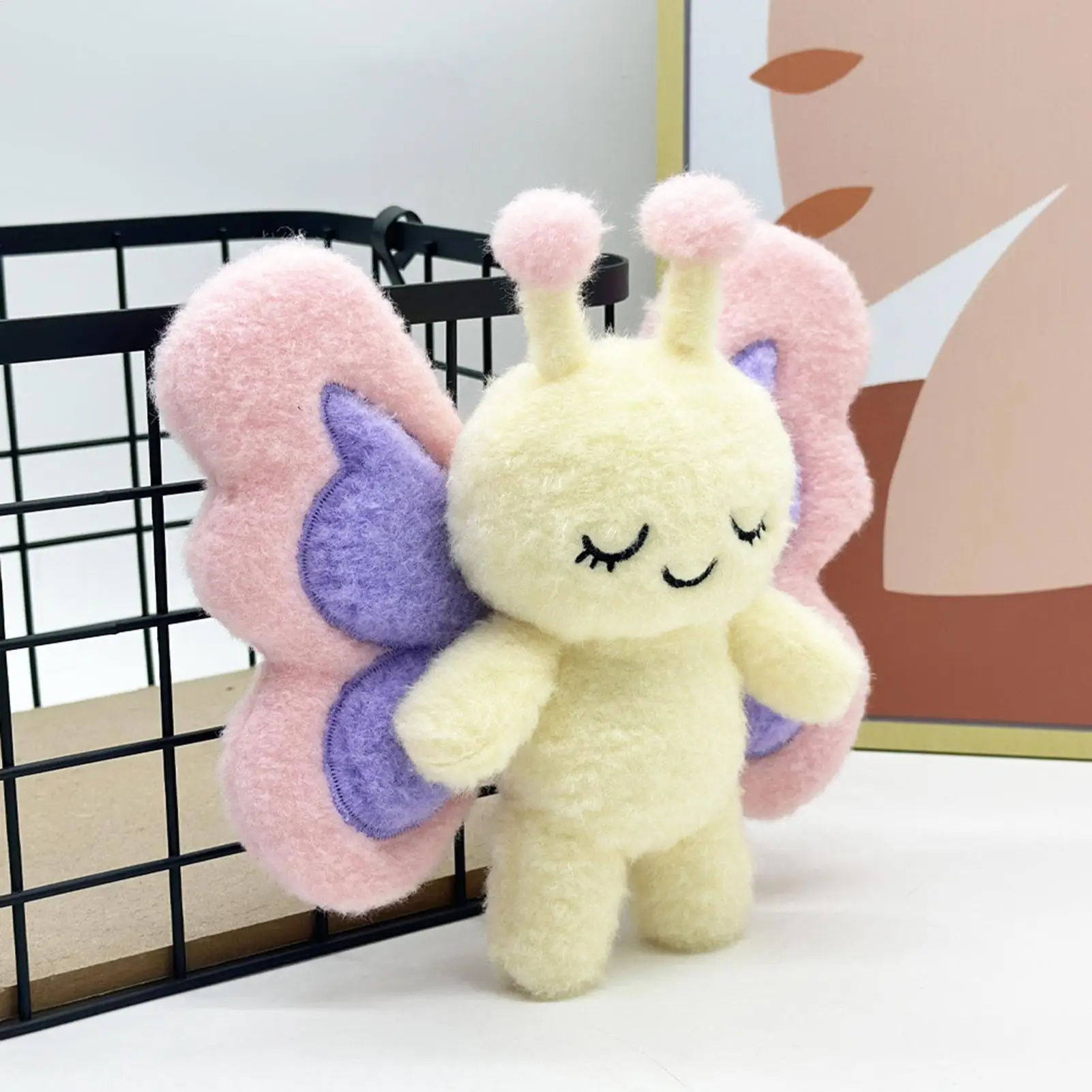 19cm kawaii dos desenhos animados simulação anime borboleta elf bebê brinquedo de pelúcia boneca bonito inseto macio artesanal boneca presente das crianças