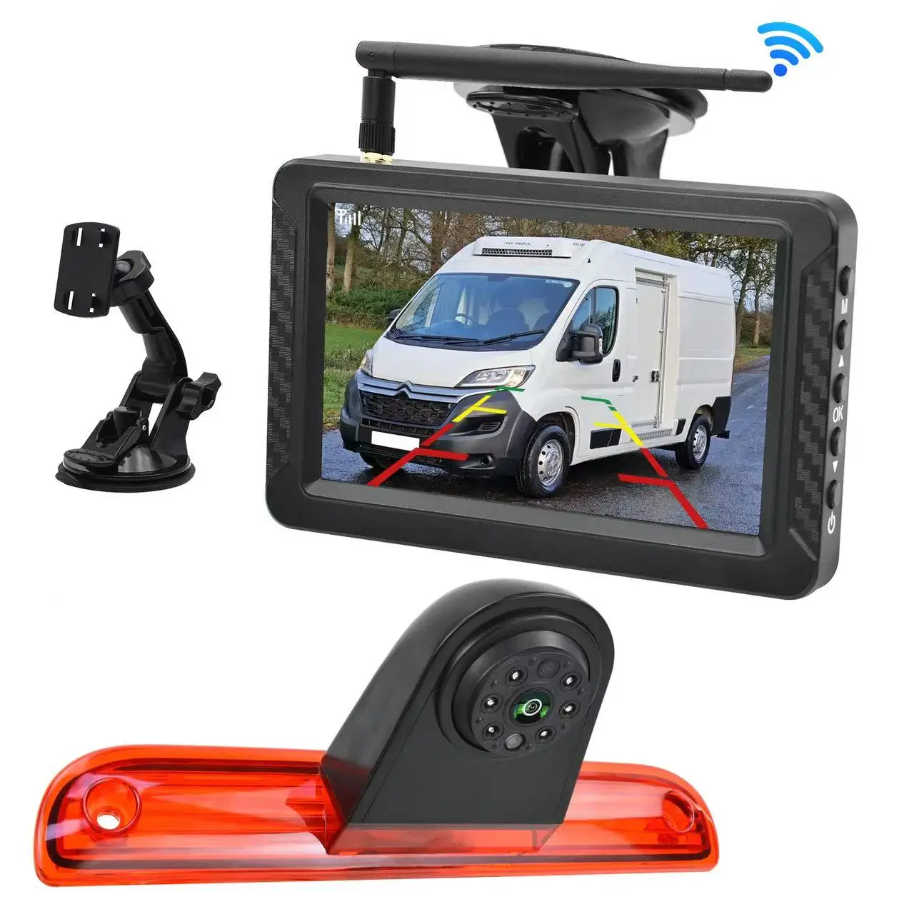 Cámara inalámbrica HD, luz de freno, cámara de marcha atrás con Monitor de 5 "para FIAT Ducato Peugeot Boxer Citroen Jumper, cámara trasera de estacionamiento
