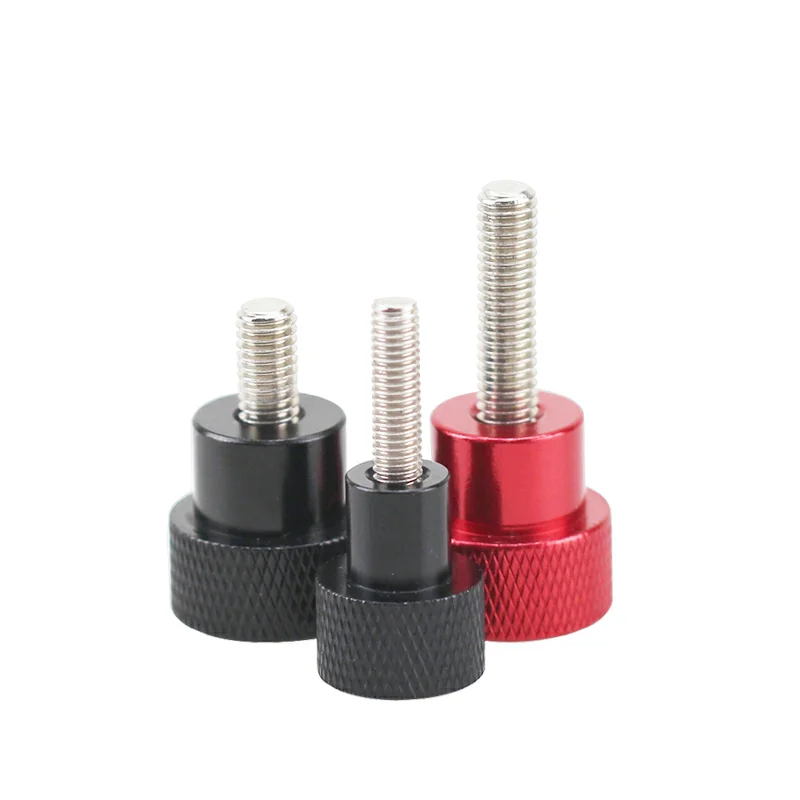M3 M4 M5 M6 M8 M10 Black/Red Aluminium Alloy+Stainless Knurled Thumb Screw Hand Grip Knob Step Bolt Screws Handle Step Screw view 6