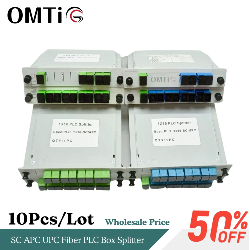 

10 шт./лот SC APC UPC 1X4 1x8 1x16 оптоволокно FTTH PLC коробка плоский тип волновода оптический разветвитель оптовая цена OMTiG