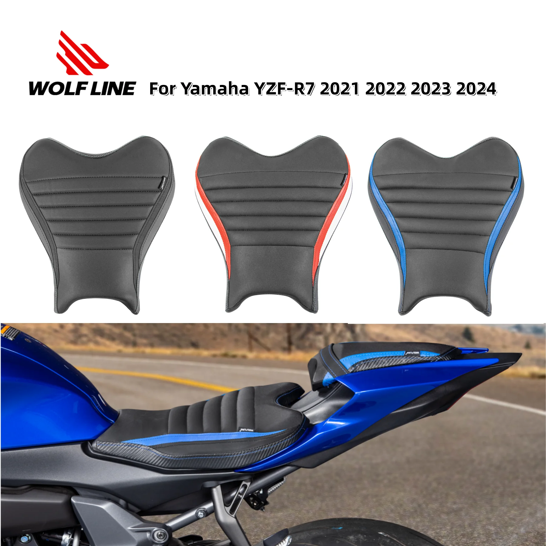 

Motorcycle Front and Rear Driver Seat Saddle Solo Pillion Cushion Back Passenger Seat For Yamaha YZF-R7 2021 2022 2023 2024
