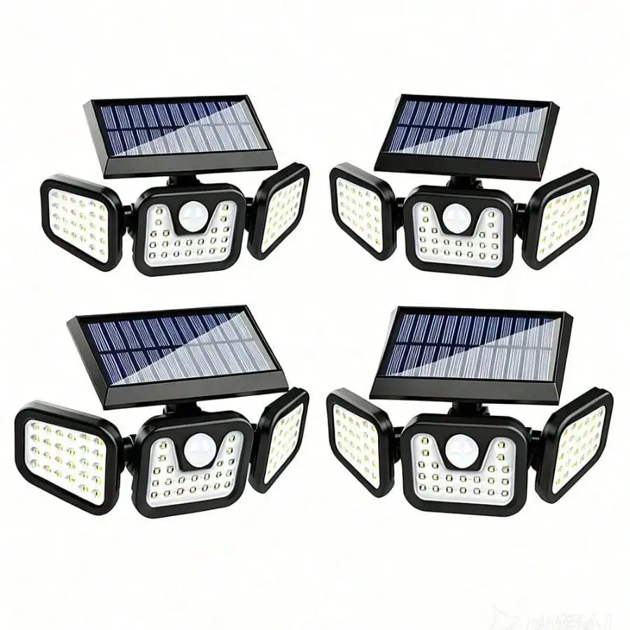1/2/3/4Pack Smart Solar Powered Security Light Advanced Motion Detection 16 26 Feet Sensing Range Polycrystalline High Efficiency Panel 6500K Daylight White Beam Durable Weatherproof Design Garden Pathway Light