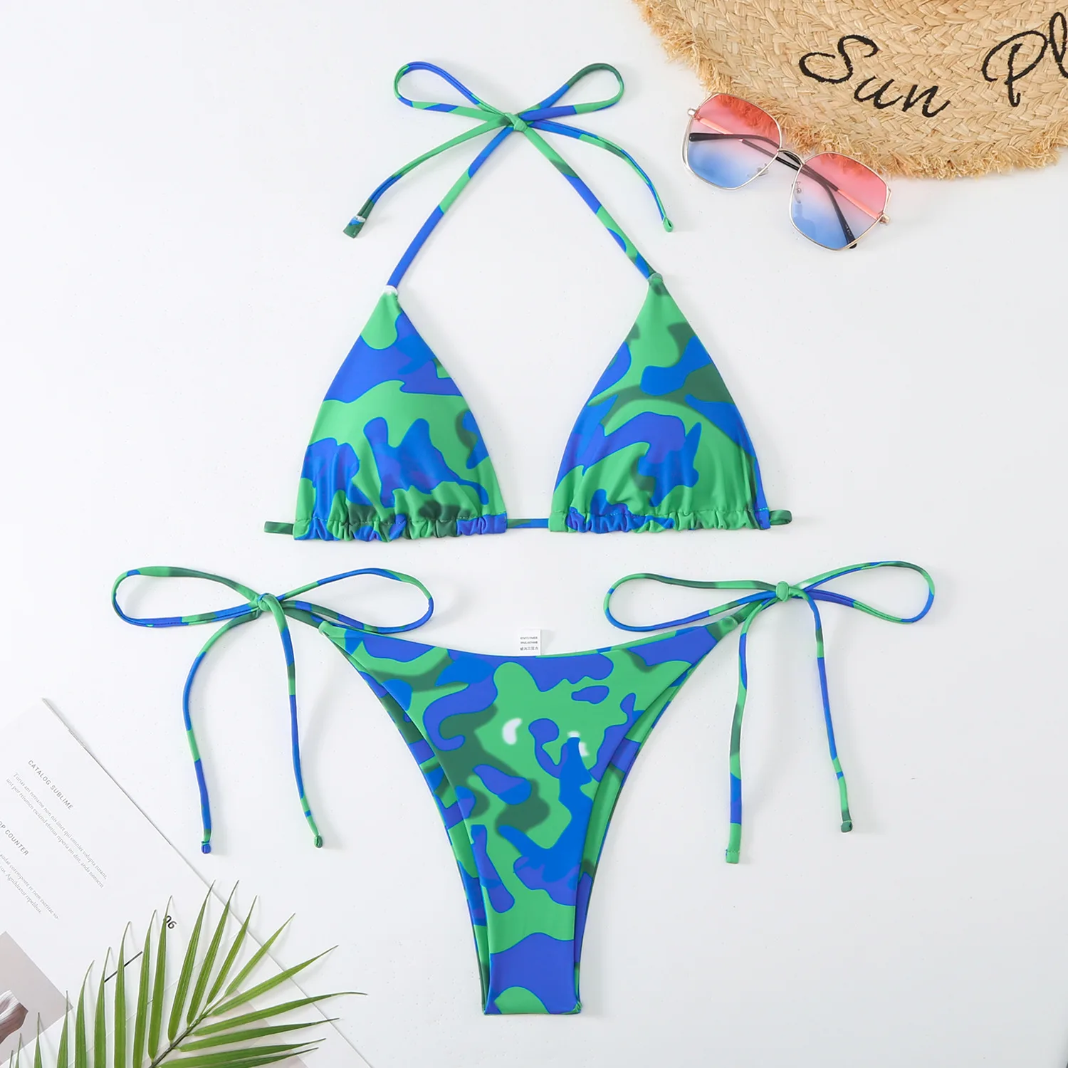 Bikinis Set Bade bekleidung sexy Brasilien Seite Krawatte überprüft unten 2024 neue Badeanzug Beach wear Badeanzug für Frauen