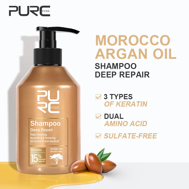 

PURC Amino Acid Shampoo Conditioner Morocco Argan Oil Sulfate-Free Smoothing Keratin Hair Treatment Repair Damaged Hair Care