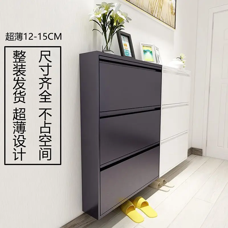 Household entrance corridor tipping bucket shoe cabinet enters the door against the wall shoe rack