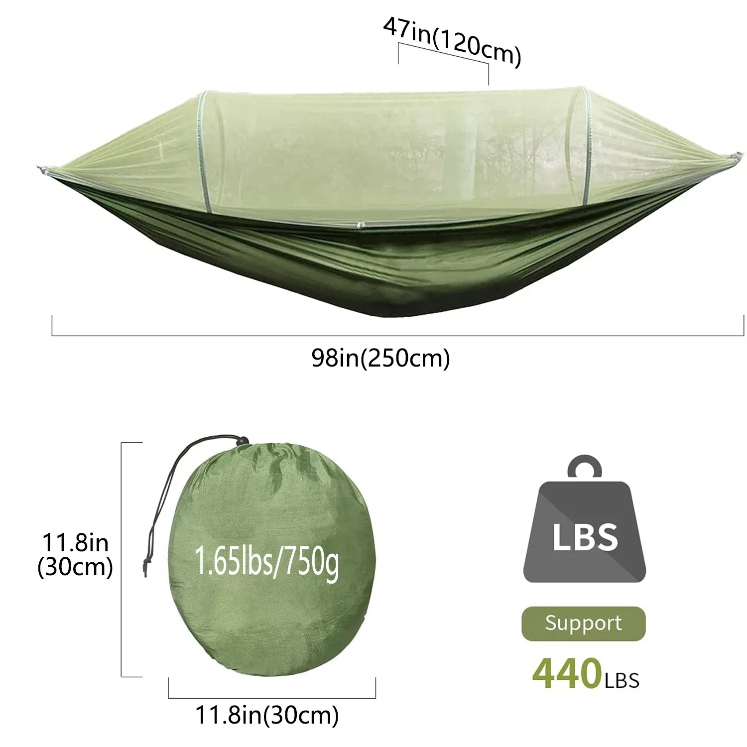 Portable Outdoor Garden Quick Open Anti-Rollover Mosquito Net Hammock Travel Camping Sleeping Hanging Hammock Swing Nature Hike