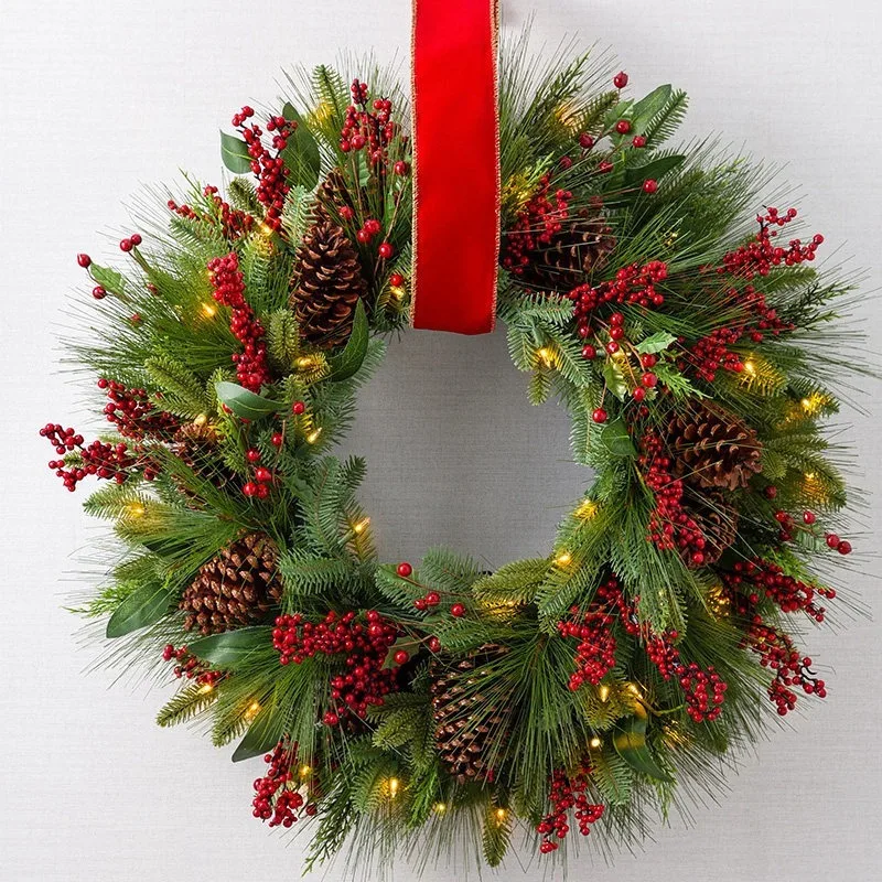 Christmas 50/60/80 Cm Christmas Wreath Door Decoration Christmas Ornaments Pendant Door Hanging 2.7m Rattan