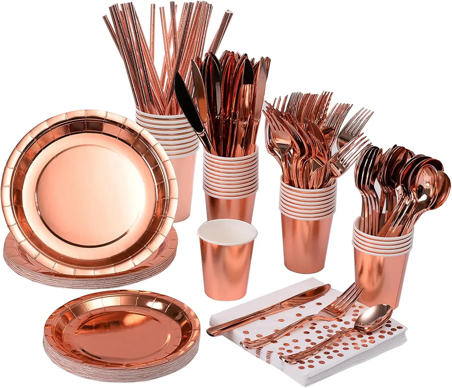 200-pieces-solid-rose-gold-party-supplies-rose-gold-paper-plates-napkins-cups-silverware-serves-25-sets-for-wedding-bridal