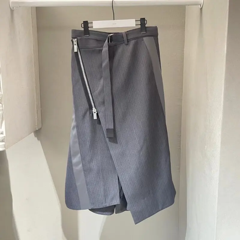 SAC new splicing contrasting color skirt loose casual irregular long skirt