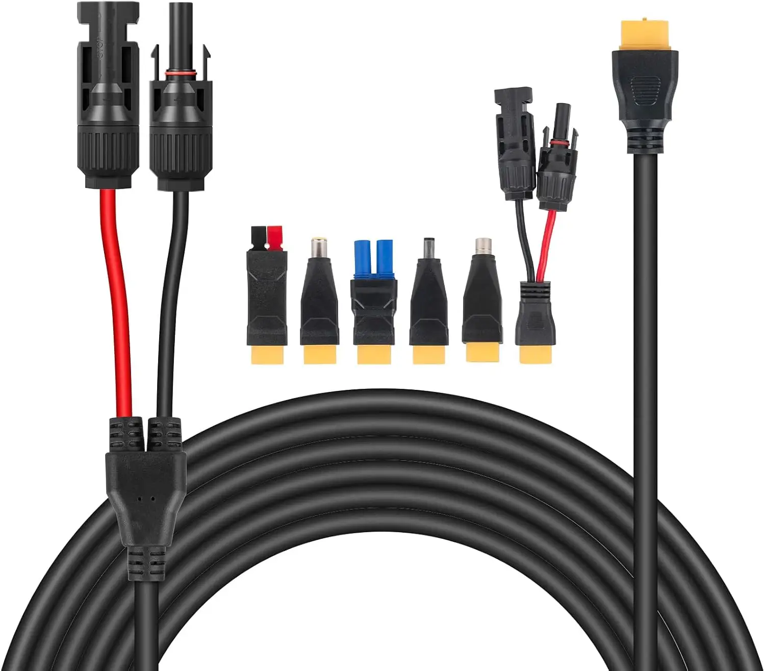 

Комплект разъемов для солнечных панелей 6-в-1 с кабелями DC5521, XT60, EC5 - портативный, всепогодный, для автодомов и генераторов (16,5 футов)