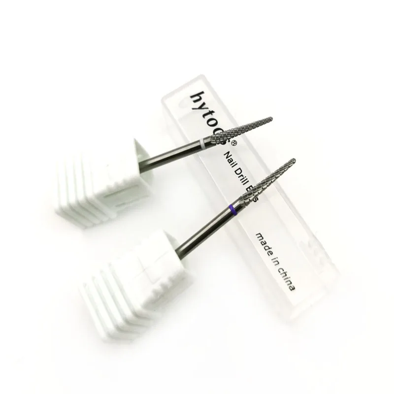 Hytoos carboneto cutícula limpa prego bit cone brocas de moagem elétrica rebarba manicure brocas unhas acessórios ferramentas