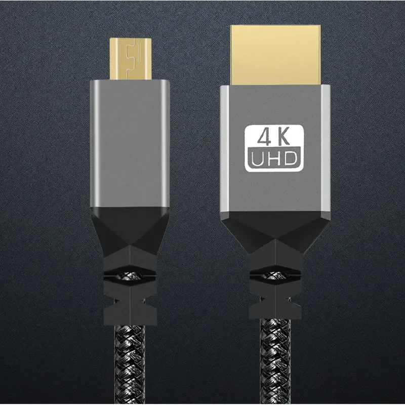 Nylon Braid HD 4K@60HZ V2.0 TPU HD 1080P Compatible Micro MicroHDMI TO HDMI Extension Male to Male Cable For  Camera Projection image 2