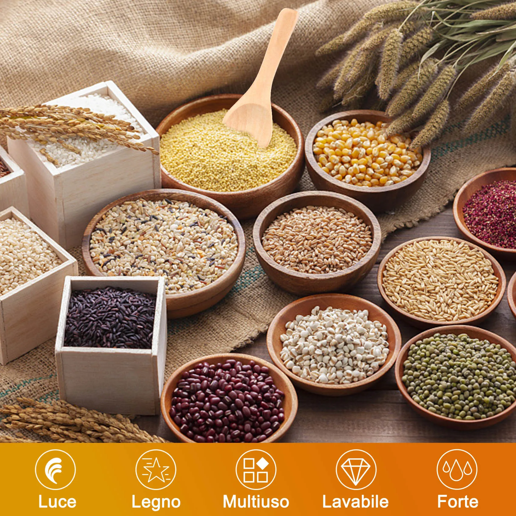 50 Pieces Small Wooden Spoons Mini Nature Spoons Wood Honey Teaspoon Cooking Condiments Spoons for Kitchen (Light Brown)