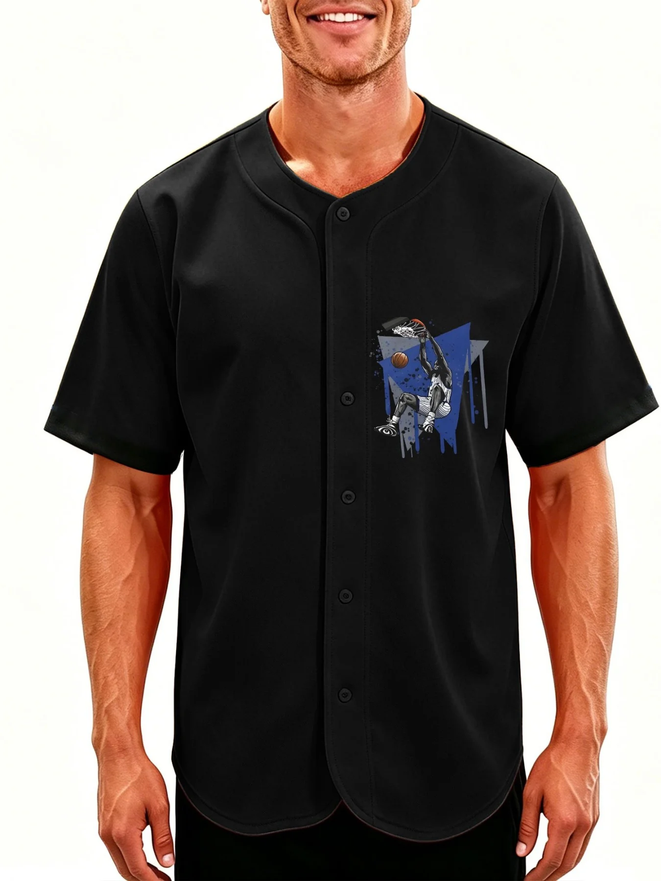 Men's Vintage Short-Sleeve Baseball Jersey Button-Down T-Shirt 'Play for the Game' Graphic Print Sports Uniform Shirt