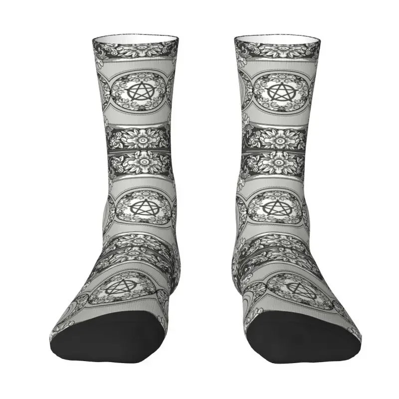 Triple Moon Goddess Men's Crew Socks Unisex Kawaii Pagan Pentagram Wiccan Spring Summer Autumn Winter Dress Socks