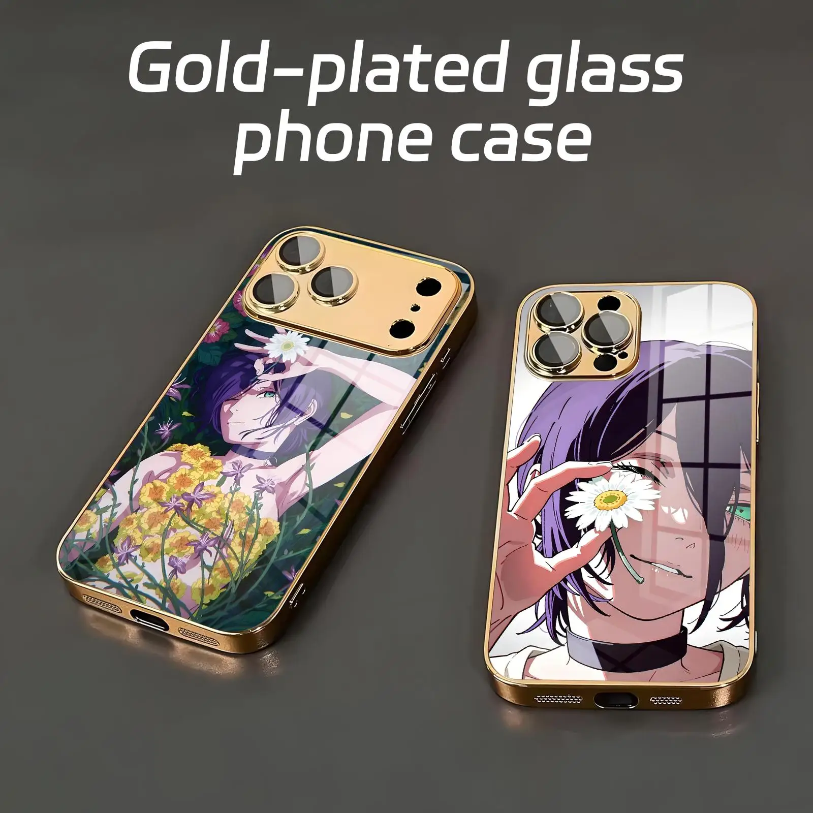 Chainsaw Man Reze   Phone Case For iPhone18 17 16 15 14 13 12Plus Mini Pro Max Electroplated glass Phone Case