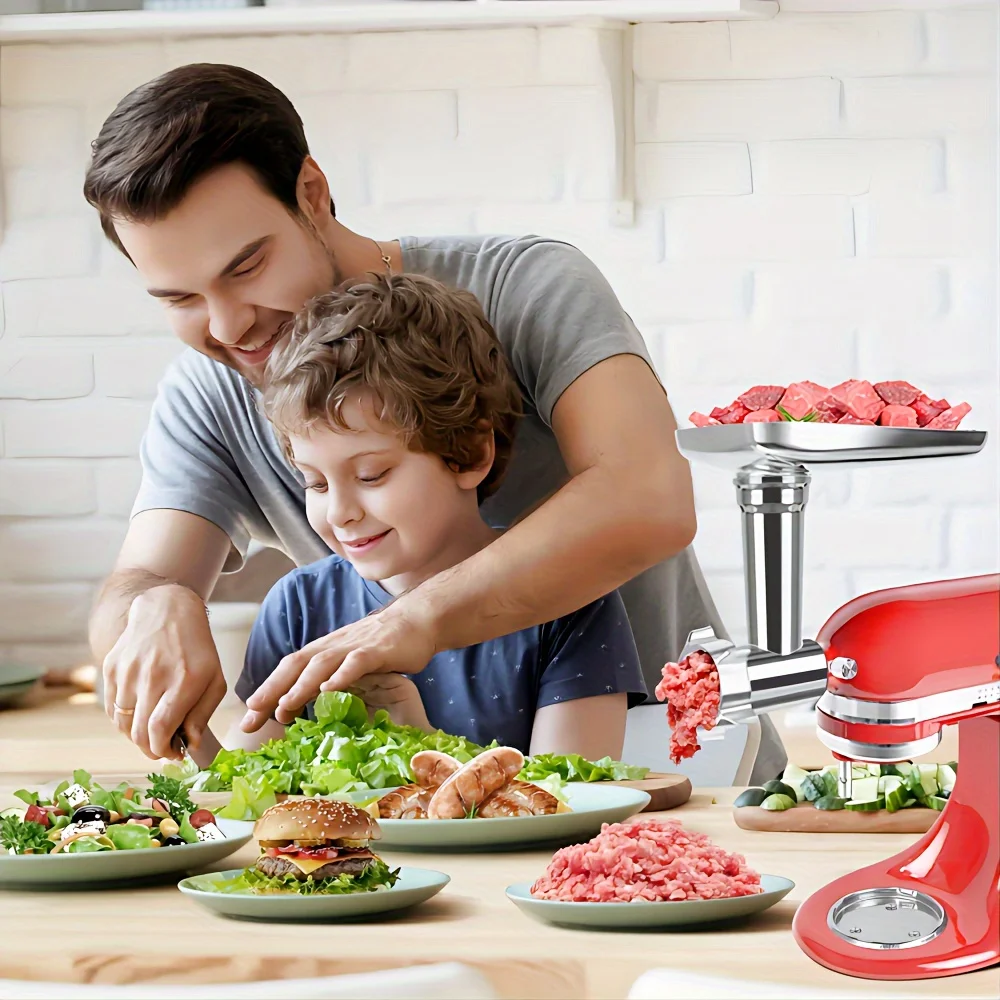 Metall-Zubehör für Küchenmaschinen, geeignet für alle Küchenmaschinen der Marke KitchenAid, Fleischwolf, Wurstfüllgerät (Küchenmaschine der Marke KitchenAid nicht im Lieferumfang enthalten). – Detail 2
