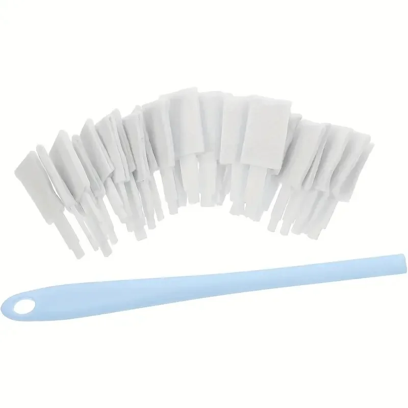 30-Pack Crevice Cleaning Brushes with Replaceable Heads for Bathroom, Kitchen, Window Tracks & More, Blue.