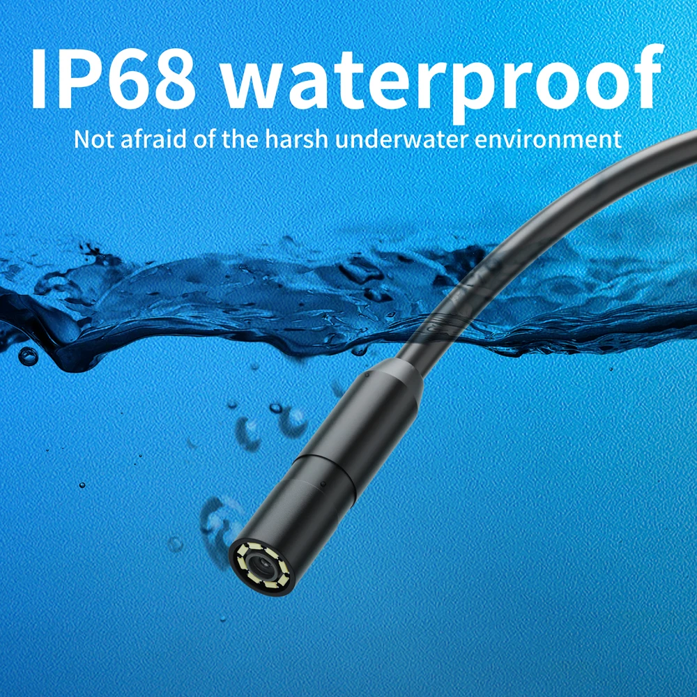 1.3MP IOS Indusctrial Endsocope Camera 10M Hard/Soft Wire 8mm Len IP68 Waterproof Pipeline Car Inspection Borescope For IPhone