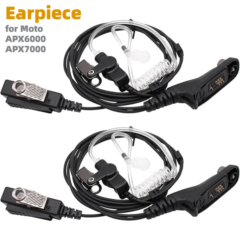 

2PCS Earpiece with Mic 2-Wire Surveillance Headset with PTT Mic for Moto APX6000 APX7000 APX8000 XPR6350 XPR6550 XPR7350 XPR7550