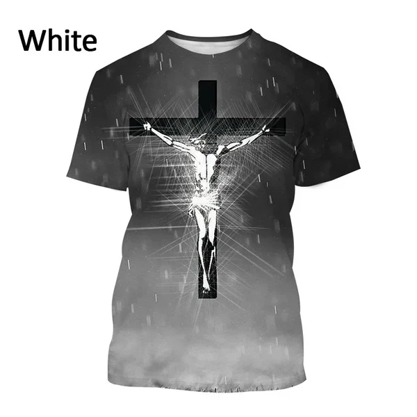 New Christian Faith Blessing Casual T Shirt Men\'s Cool Jesus Harajuku Print Streetwear Top Cross Short-sleeved T Shirt