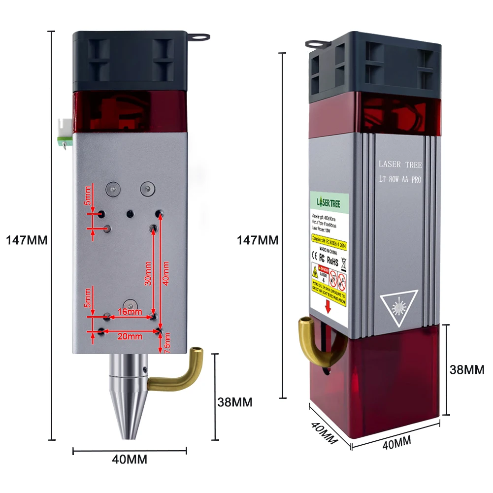 Imagem -06 - Módulo Laser Tree Laser com Air Assist Cabeça de Gravação Ttl Azul Máquina de Corte Cnc 10w 5w 450nm